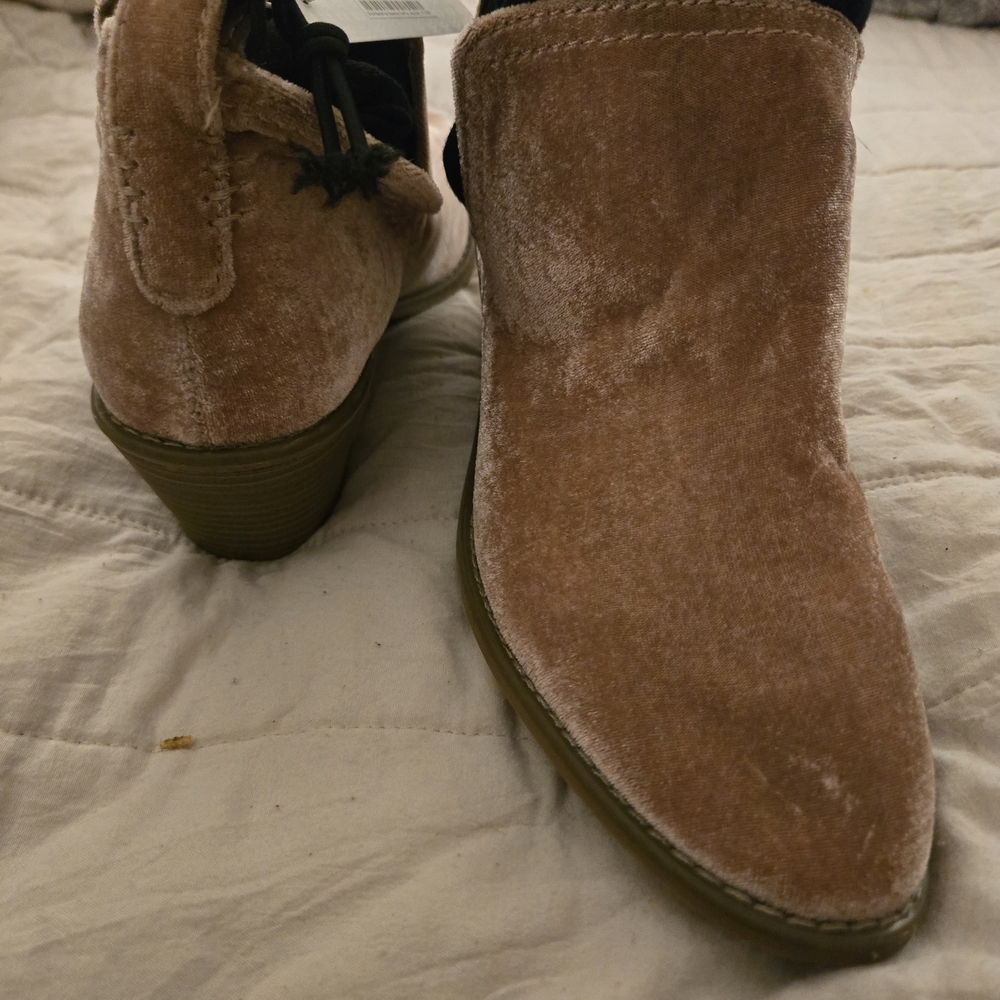 Charming Charlie Velvet Ankle Boots in Soft Brown